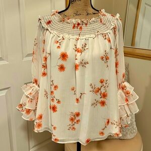 Cece Floral Ruffle Blouse - M